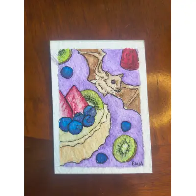 Fruit bat Dreams aceo art card thumbnail 2