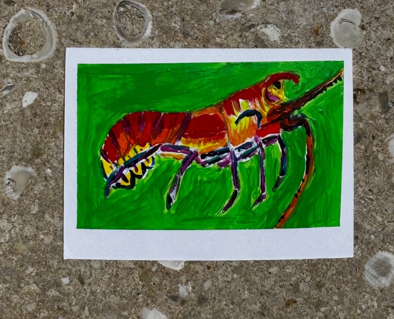 Lobster aceo art card