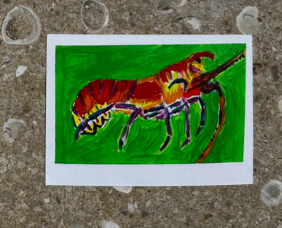Lobster aceo art card thumbnail 1