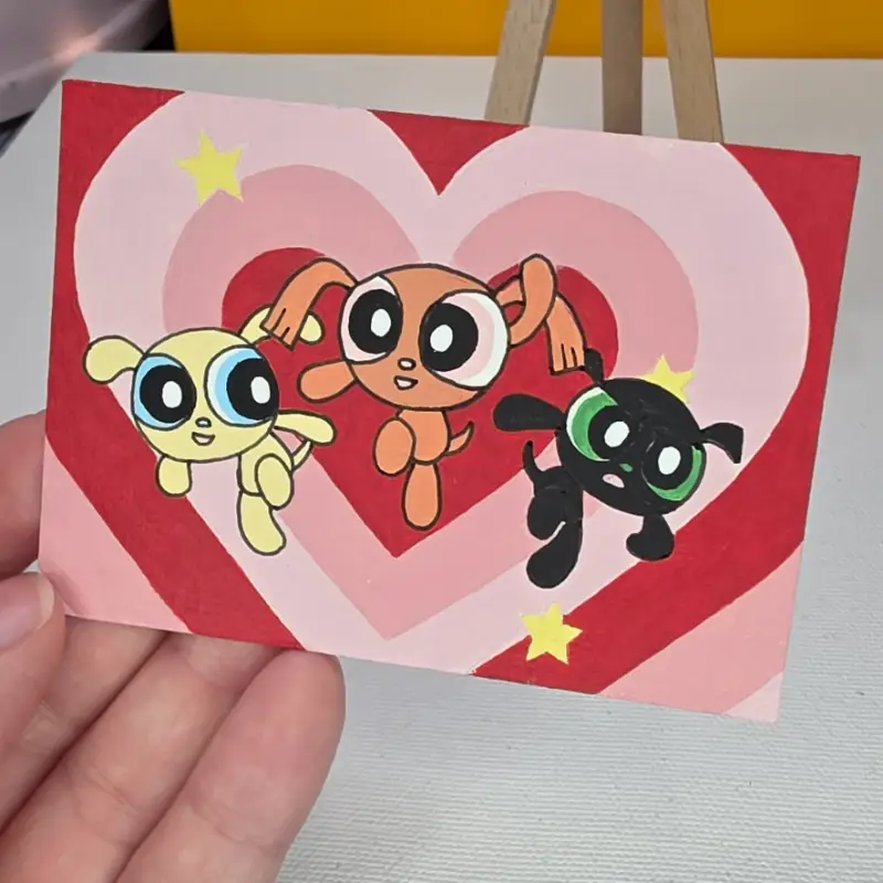 The Powerpup Girls aceo art card