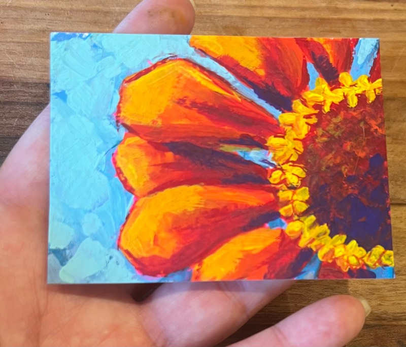 Orange and aqua set aceo art card