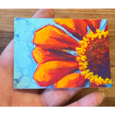 Orange and aqua set aceo art card thumbnail 1
