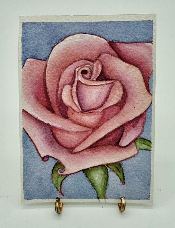 Pink Rose aceo art card