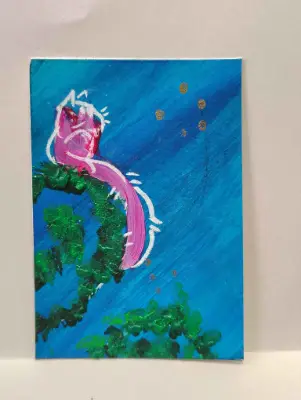 Color Cat- Magenta Gazing aceo art card thumbnail 1