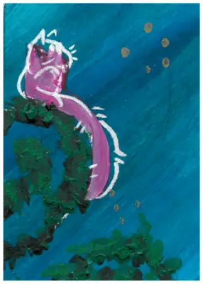 Color Cat- Magenta Gazing aceo art card thumbnail 2