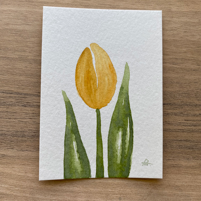 Yellow Tulip aceo art card thumbnail 2