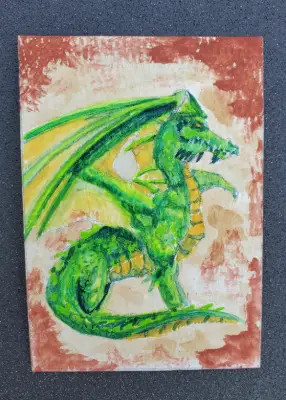 Green Dragon aceo art card thumbnail 1