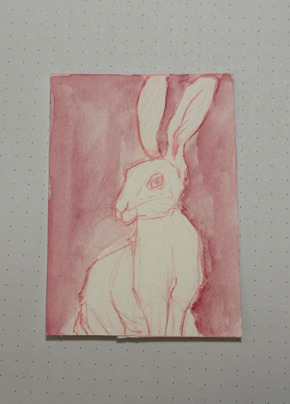 Red Rabbit 1 aceo art card