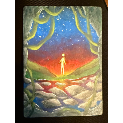 Sunset, Standing aceo art card thumbnail 1