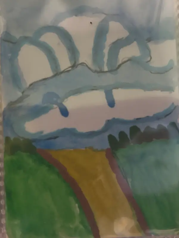 Original ACEO Art – Countryside Path with Rain Clouds – Hand Painted Landscape aceo art card