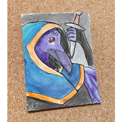 Knife Bird aceo art card thumbnail 2