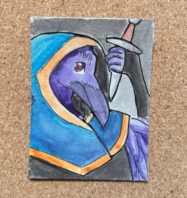 Knife Bird aceo art card