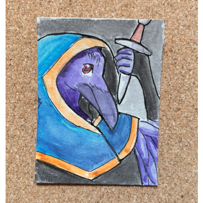 Knife Bird aceo art card thumbnail 1