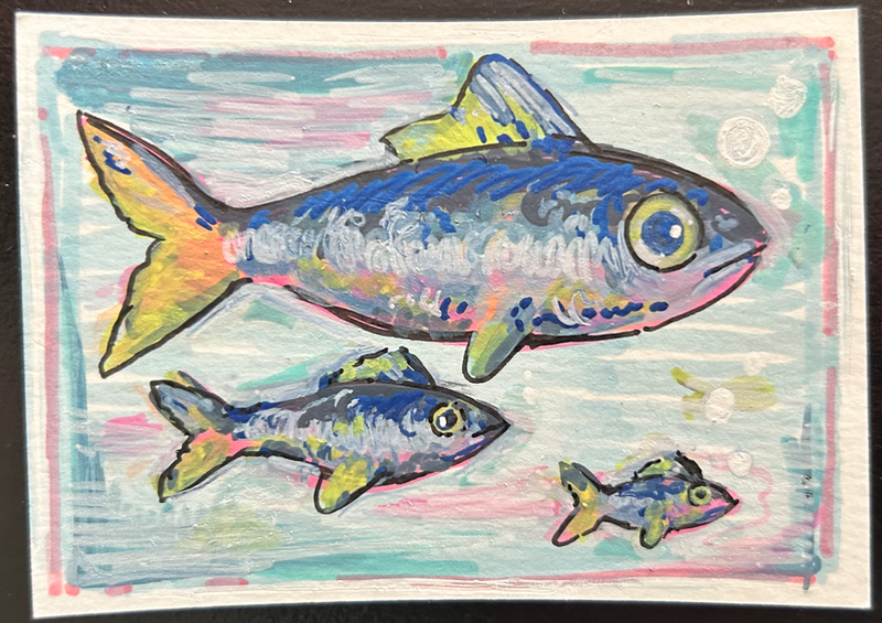 Sardines aceo art card