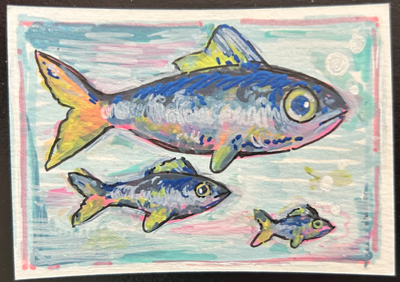 Sardines aceo art card thumbnail 1
