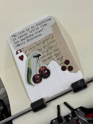 Cherries Emily Dickinson quote collage print by Mazerzine cherry aceo art card thumbnail 2