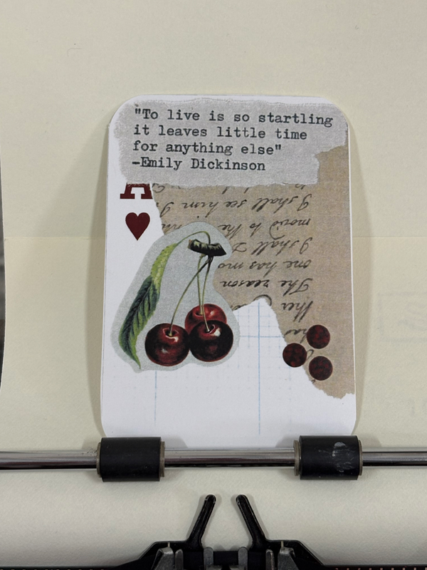 Cherries Emily Dickinson quote collage print by Mazerzine cherry aceo art card