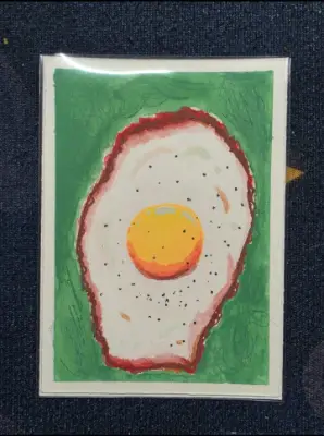 Fried Egg aceo art card thumbnail 1
