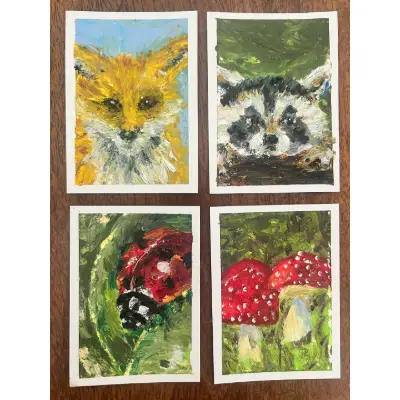 Woodland Racoon - #2 in woodland series aceo art card thumbnail 2