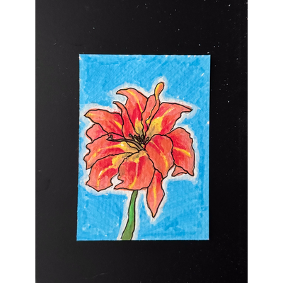 Orange Daylily aceo art card thumbnail 2