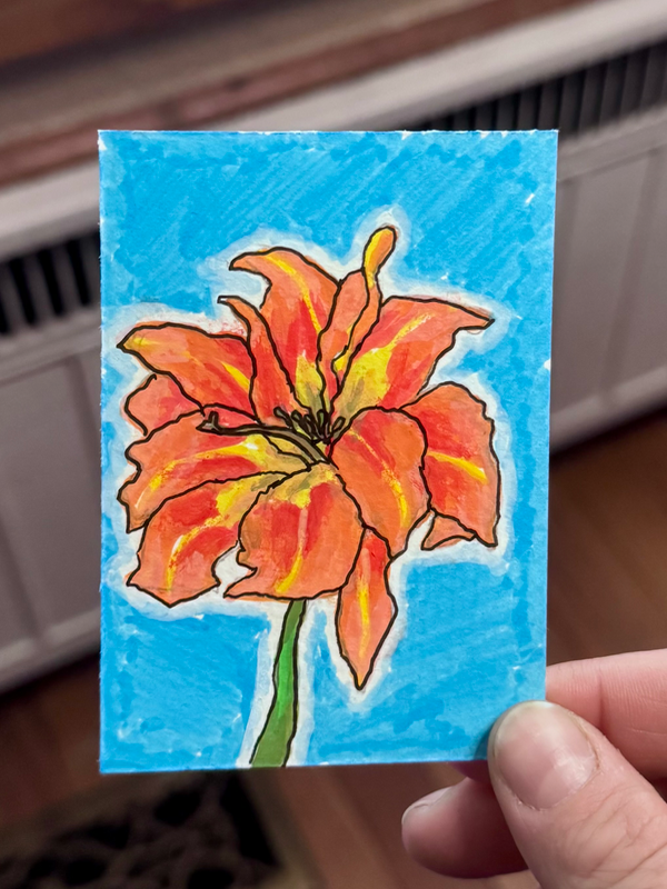 Orange Daylily aceo art card