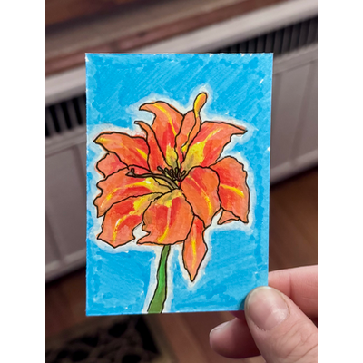 Orange Daylily aceo art card thumbnail 1