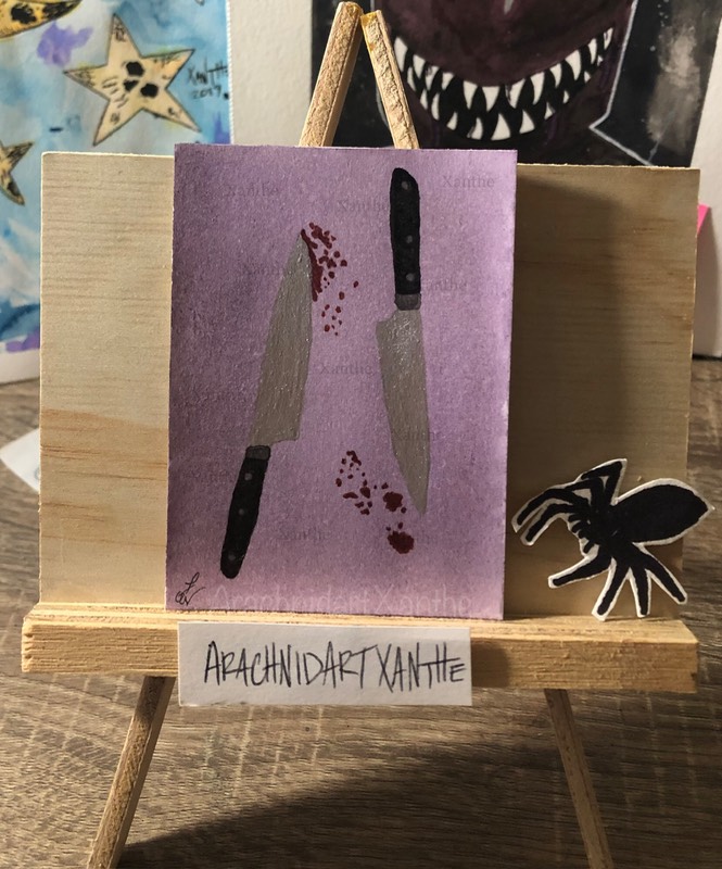Two knives aceo art card