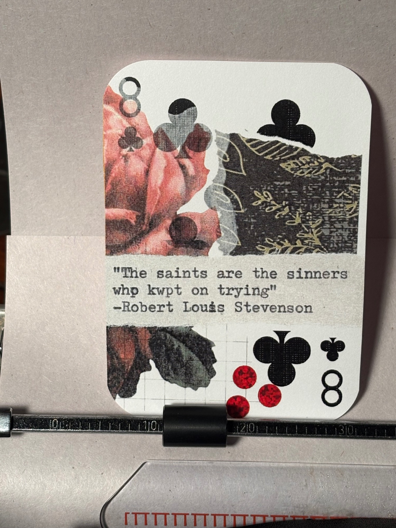 Rose Robert Louis Stevenson quote collage print by Mazerzine aceo art card