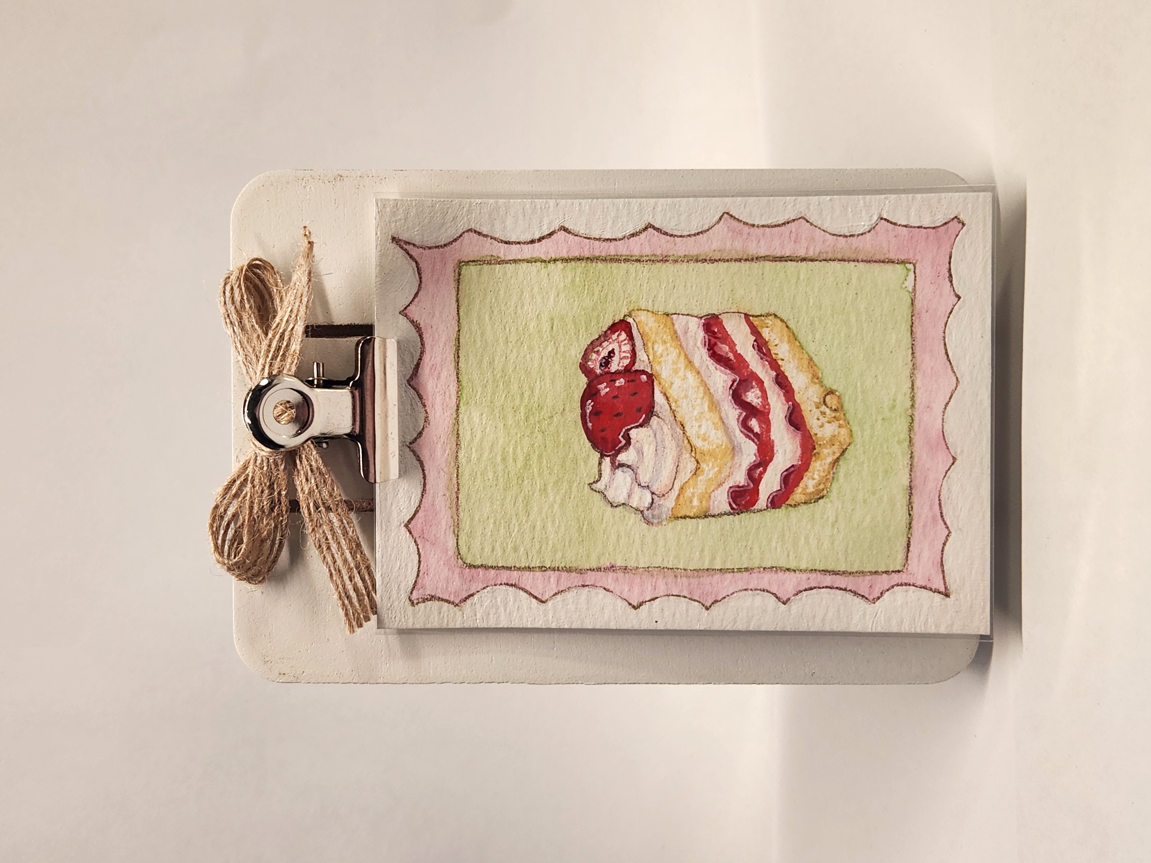 ACEO Original- "Shortcake stamp" - 2.5" x 3.5" Mixed Media aceo art card