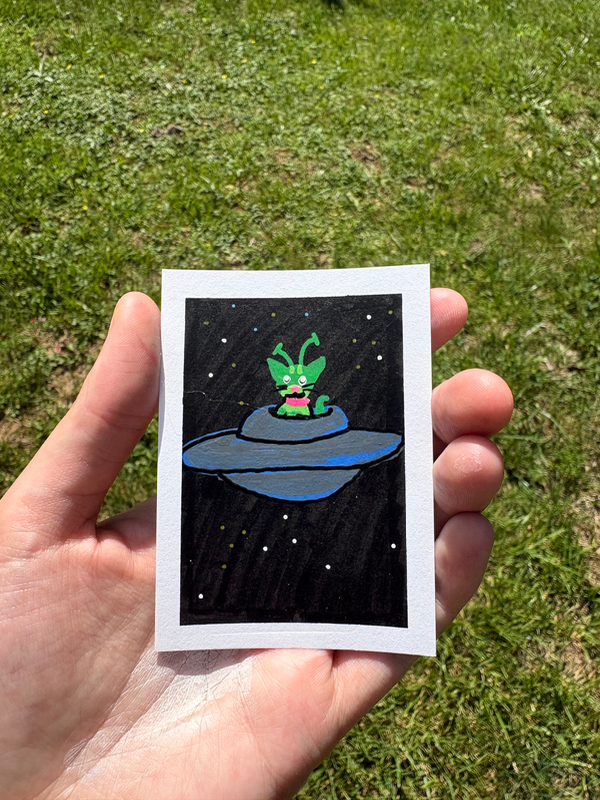 Cat in Space (2.0) aceo art card