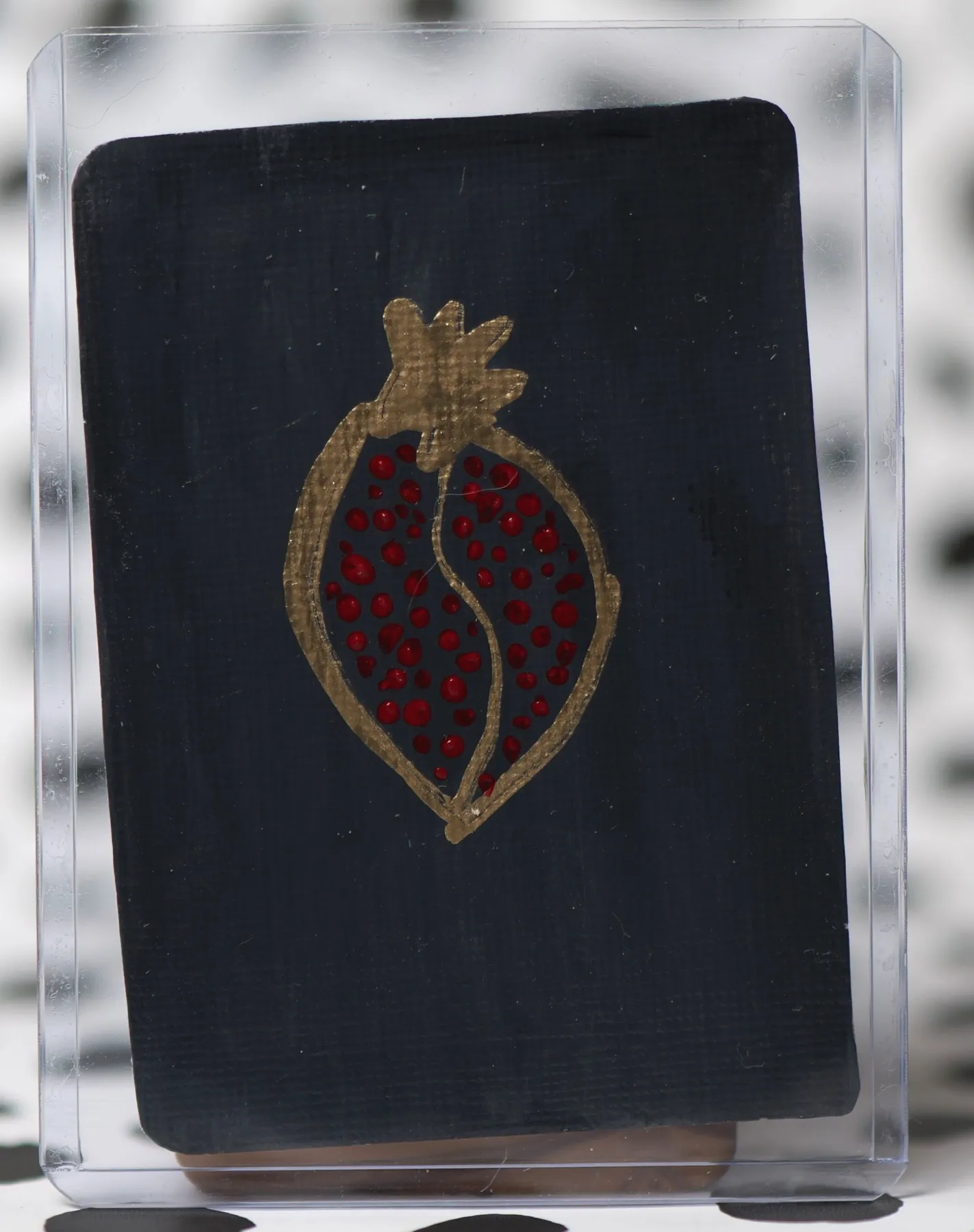 ACEO Art Card "Gold Pomegranate" Original Acrylic Canvas Painting 1 of 3 aceo art card