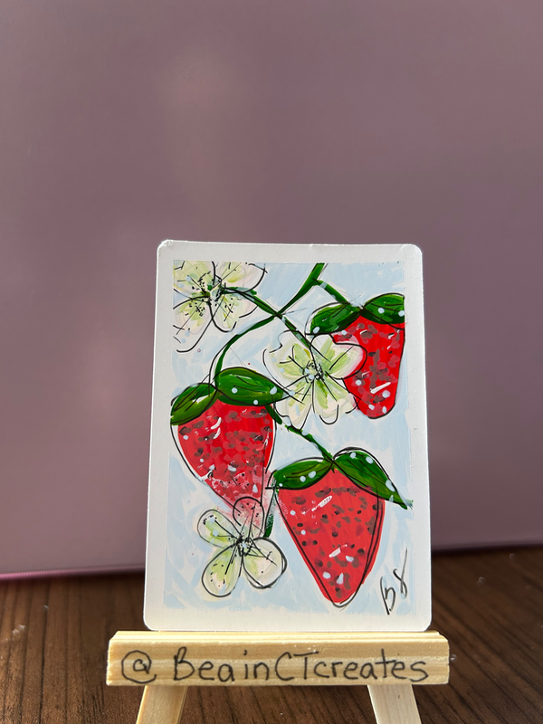 Red aceo art card