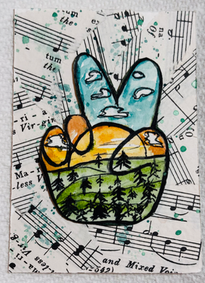 Peace aceo art card thumbnail 1