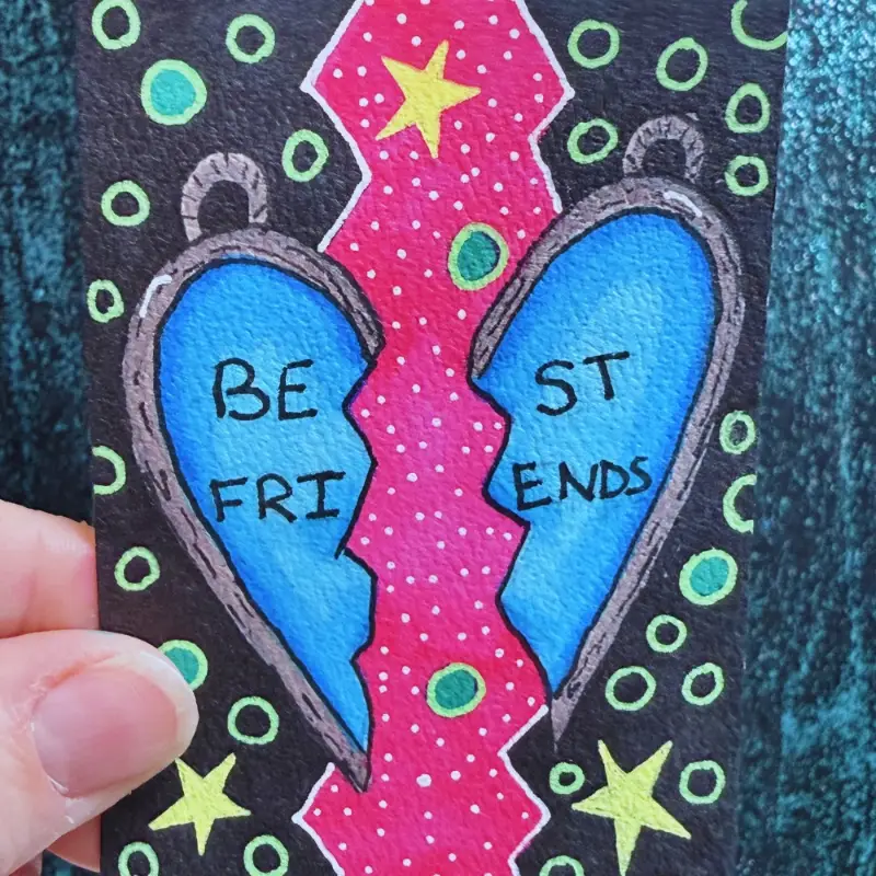 Best Friends 90s Nostalgia Art aceo art card