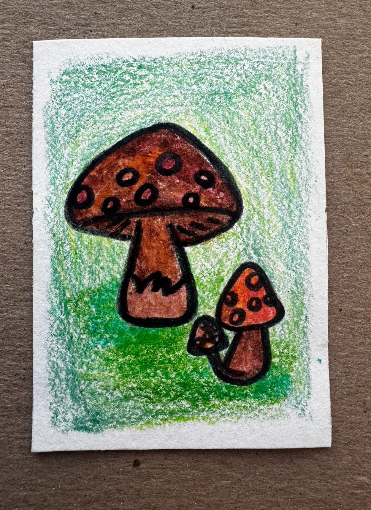 ACEOs Original Art Drawing , Mushroom Series 1 No. 4 of 6 aceo art card