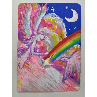 Witnessing the Falling Star aceo art card thumbnail 1