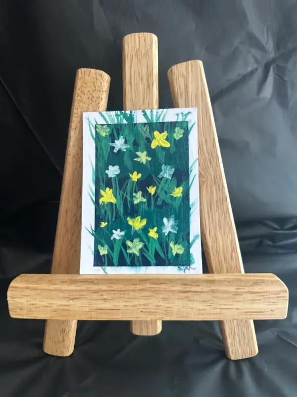 A Bed of White Flowers at Dusk + Free Tracked Shipping aceo art card