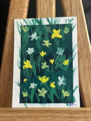 A Bed of White Flowers at Dusk + Free Tracked Shipping aceo art card thumbnail 2