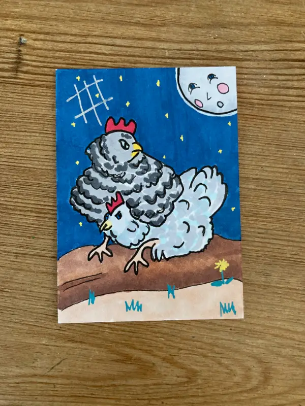 Daryl and Daryl Under the Moonlight aceo art card