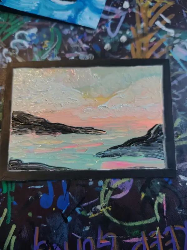 Aceo beach oil painting ninthhouseoracle aceo art card