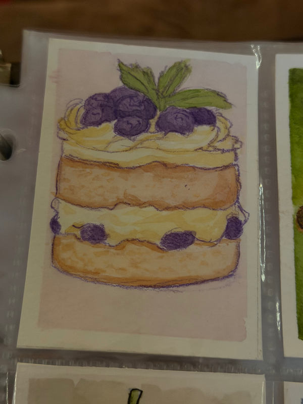 Blueberry cake aceo art card