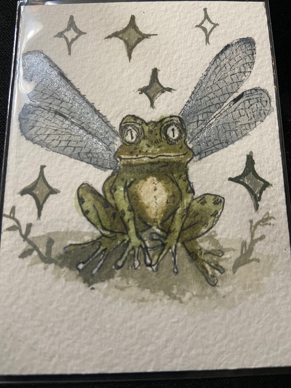 Whimsy Frog aceo art card