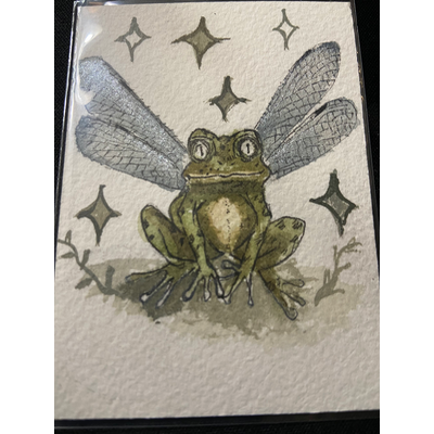 Whimsy Frog aceo art card thumbnail 1