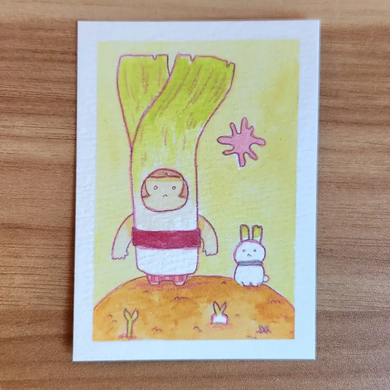 leek-like aceo art card