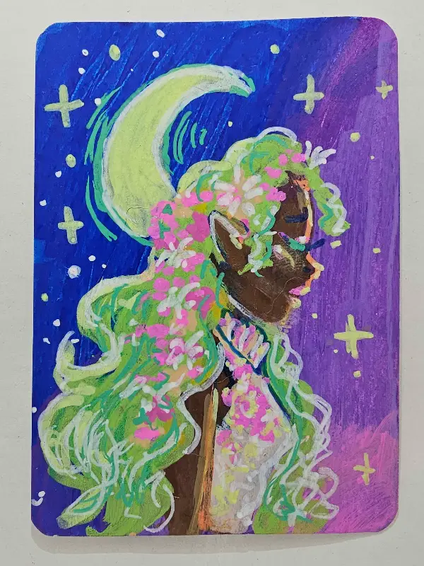 Grassy Hair aceo art card