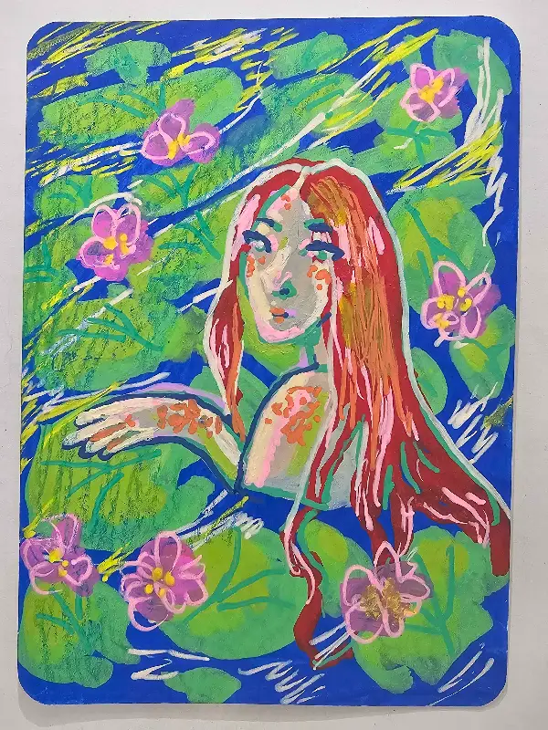 Lily Pad Mermaid aceo art card