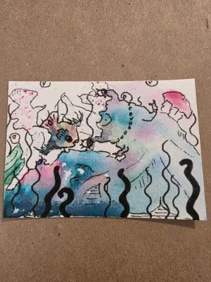 Sea Slug 'And She was a Mermaid' aceo art card thumbnail 1