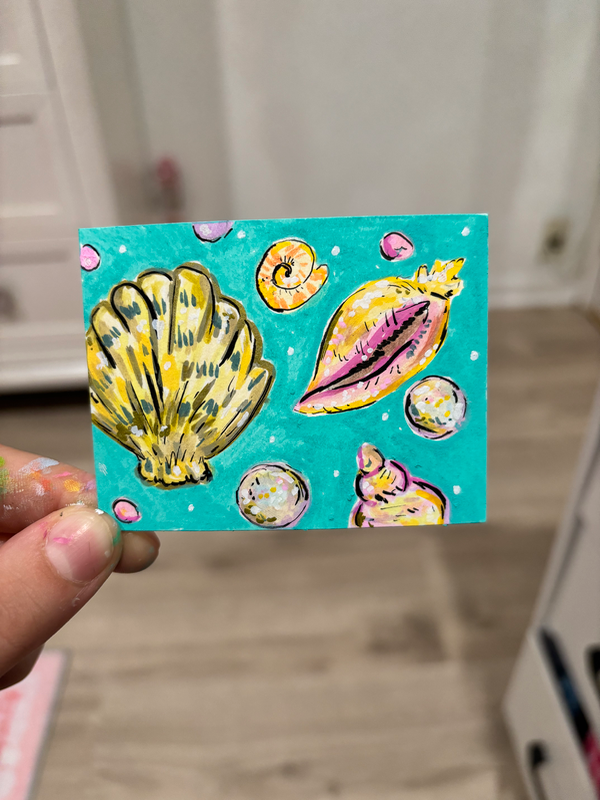 Seashells aceo art card