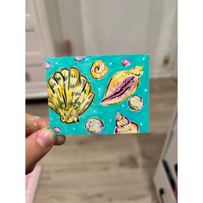 Seashells aceo art card thumbnail 1