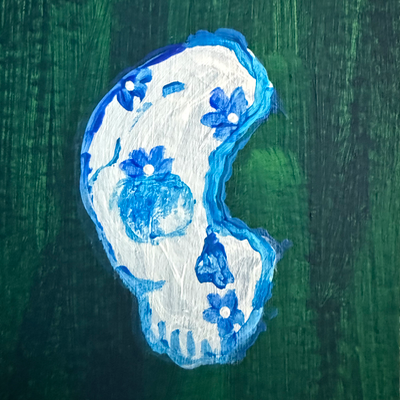 Original Skull ACEO | Blue Skulls Vol. 1 #2/3 aceo art card thumbnail 3